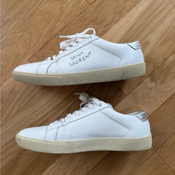 Saint Laurent Men’s Court Classic SL-06 Sneakers with Silver Heel Tab